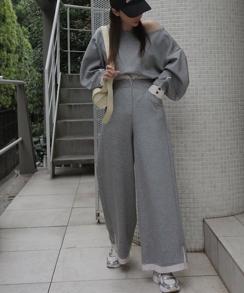 WILLFULLY(ウィルフリー)の「woven layered ponte tops(Tシャツ/カットソー・レディース・チャコール/グレー/ブラック・FREE)」の5枚目の写真