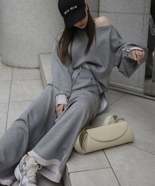 WILLFULLY(ウィルフリー)の「woven layered ponte tops(Tシャツ/カットソー・レディース・チャコール/グレー/ブラック・FREE)」の6枚目の写真