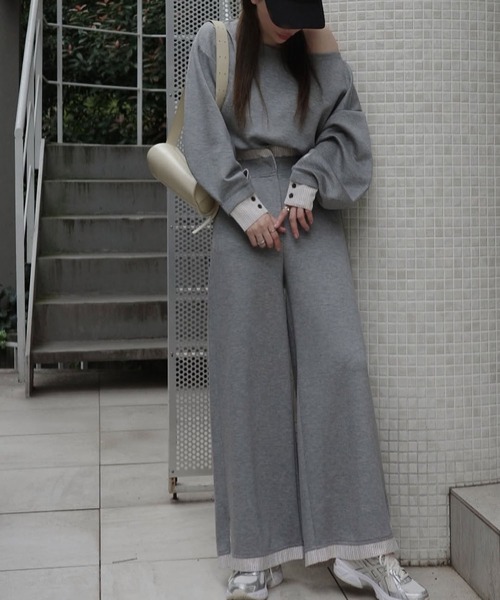 WILLFULLY(ウィルフリー)の「woven layered ponte tops(Tシャツ/カットソー・レディース・チャコール/グレー/ブラック・FREE)」の7枚目の写真