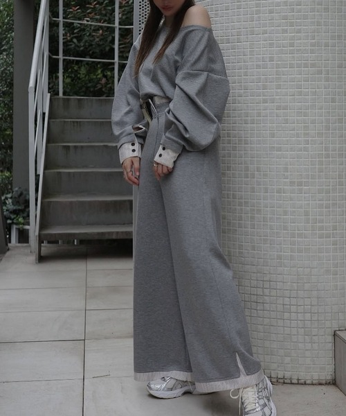 WILLFULLY(ウィルフリー)の「woven layered ponte tops(Tシャツ/カットソー・レディース・チャコール/グレー/ブラック・FREE)」の9枚目の写真