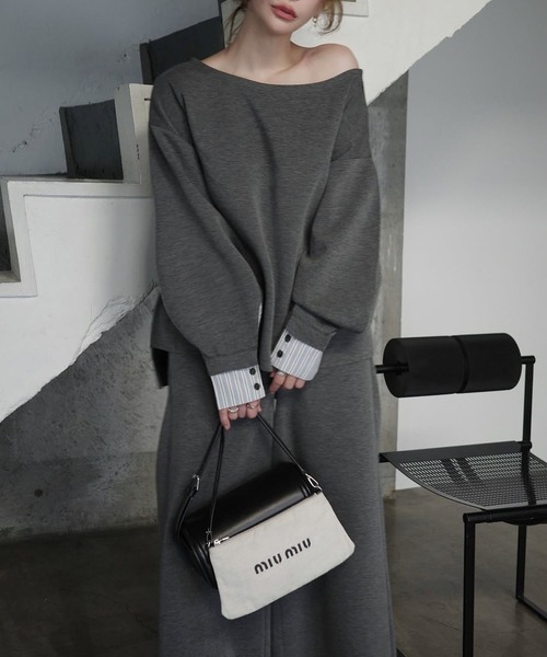WILLFULLY(ウィルフリー)の「woven layered ponte tops(Tシャツ/カットソー・レディース・チャコール/グレー/ブラック・FREE)」の14枚目の写真
