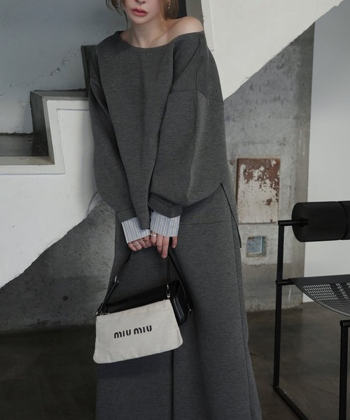 WILLFULLY(ウィルフリー)の「woven layered ponte tops(Tシャツ/カットソー・レディース・チャコール/グレー/ブラック・FREE)」の15枚目の写真
