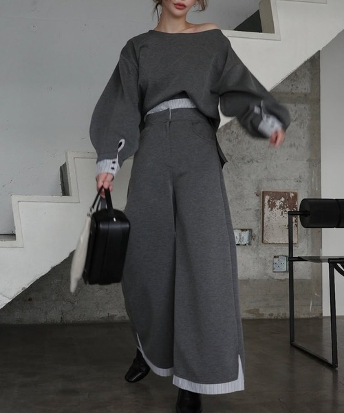 WILLFULLY(ウィルフリー)の「woven layered ponte tops(Tシャツ/カットソー・レディース・チャコール/グレー/ブラック・FREE)」の16枚目の写真
