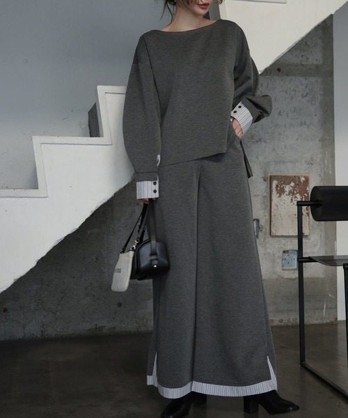 WILLFULLY(ウィルフリー)の「woven layered ponte tops(Tシャツ/カットソー・レディース・チャコール/グレー/ブラック・FREE)」の17枚目の写真