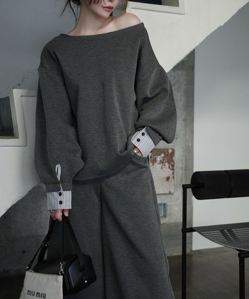 WILLFULLY(ウィルフリー)の「woven layered ponte tops(Tシャツ/カットソー・レディース・チャコール/グレー/ブラック・FREE)」の18枚目の写真