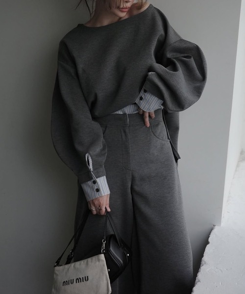 WILLFULLY(ウィルフリー)の「woven layered ponte tops(Tシャツ/カットソー・レディース・チャコール/グレー/ブラック・FREE)」の20枚目の写真