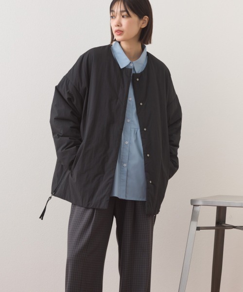 OMNES（オムネス）の「中綿ダウンステッチレスサイドZIPハーフコート（ダウンジャケット/コート・レディース・ネイビー/ベージュ/カーキ/ブラック・FREE）」の16枚目の写真