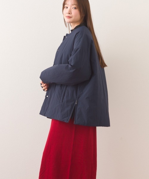 OMNES（オムネス）の「中綿ダウンステッチレスサイドZIPハーフコート（ダウンジャケット/コート・レディース・ネイビー/ベージュ/カーキ/ブラック・FREE）」の21枚目の写真