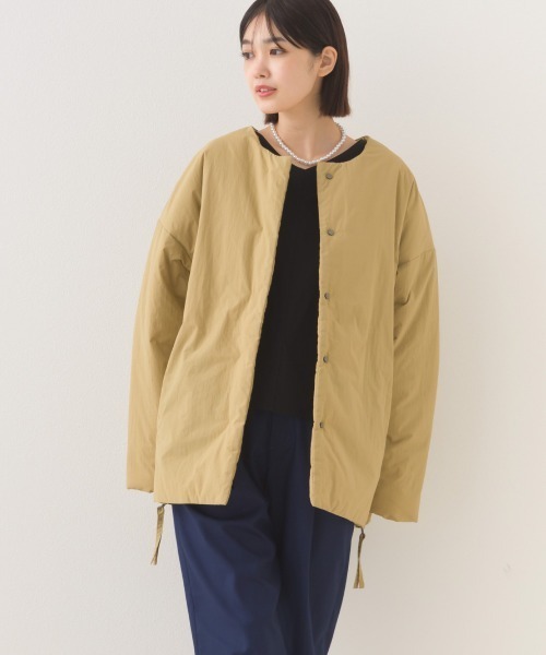 OMNES（オムネス）の「中綿ダウンステッチレスサイドZIPハーフコート（ダウンジャケット/コート・レディース・ネイビー/ベージュ/カーキ/ブラック・FREE）」の11枚目の写真