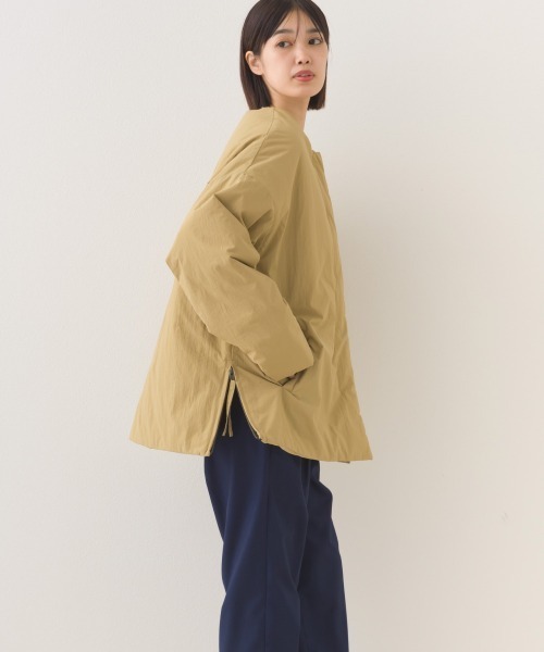 OMNES（オムネス）の「中綿ダウンステッチレスサイドZIPハーフコート（ダウンジャケット/コート・レディース・ネイビー/ベージュ/カーキ/ブラック・FREE）」の10枚目の写真