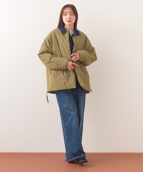 OMNES（オムネス）の「中綿ダウンステッチレスサイドZIPハーフコート（ダウンジャケット/コート・レディース・ネイビー/ベージュ/カーキ/ブラック・FREE）」の18枚目の写真