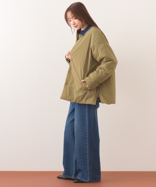 OMNES（オムネス）の「中綿ダウンステッチレスサイドZIPハーフコート（ダウンジャケット/コート・レディース・ネイビー/ベージュ/カーキ/ブラック・FREE）」の19枚目の写真