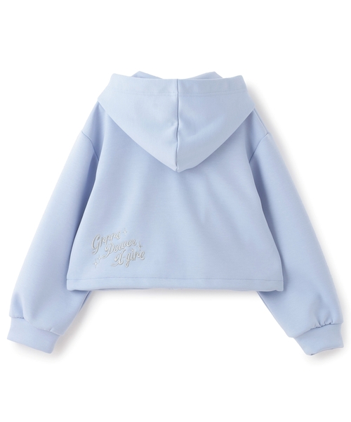 X-girl Stages（エックスガールステージス）の「エンボスロゴダンボールショートジップパーカー（パーカー・キッズ・ブラック/ライトブルー・120cm/110cm/130cm/100cm/140cm）」の8枚目の写真