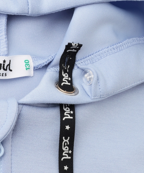 X-girl Stages（エックスガールステージス）の「エンボスロゴダンボールショートジップパーカー（パーカー・キッズ・ブラック/ライトブルー・120cm/110cm/130cm/100cm/140cm）」の11枚目の写真