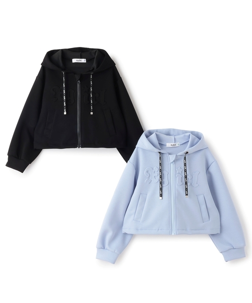 X-girl Stages（エックスガールステージス）の「エンボスロゴダンボールショートジップパーカー（パーカー・キッズ・ブラック/ライトブルー・120cm/110cm/130cm/100cm/140cm）」の16枚目の写真