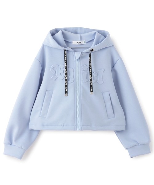 X-girl Stages（エックスガールステージス）の「エンボスロゴダンボールショートジップパーカー（パーカー・キッズ・ブラック/ライトブルー・120cm/110cm/130cm/100cm/140cm）」の17枚目の写真