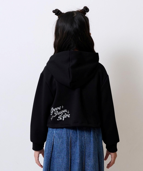 X-girl Stages（エックスガールステージス）の「エンボスロゴダンボールショートジップパーカー（パーカー・キッズ・ブラック/ライトブルー・120cm/110cm/130cm/100cm/140cm）」の5枚目の写真