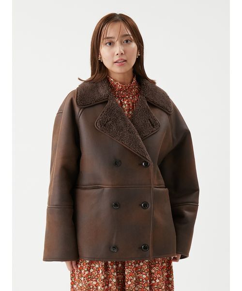 セール】フェイクレザームートンジャケット（ムートンコート）｜Mila