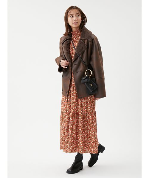 Mila Owen（ミラオーウェン）の「フェイクレザームートンジャケット（ムートンコート・レディース・キャメル/ブラウン/ブラック・0/1）」の16枚目の写真