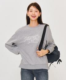 レディース刺繍グラフィックスウェットシャツ-グレー