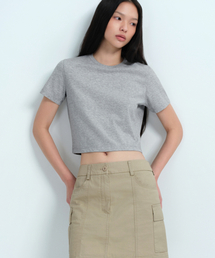 [クールタンダード] ウィメンズ クルーネック クロップTシャツ [ミディアムグレー]
