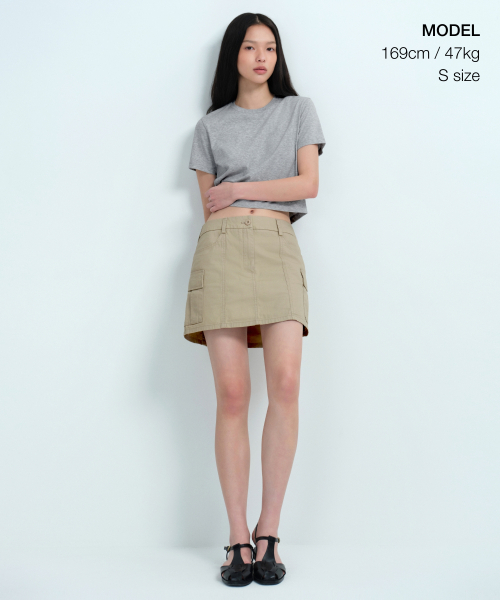 MUSINSA STANDARD WOMAN（ムシンサスタンダードウーマン）の「[クールタンダード] ウィメンズ クルーネック クロップTシャツ [ミディアムグレー]（Tシャツ/カットソー・レディース・その他・SMALL/X-SMALL/X-LARGE/LARGE/MEDIUM）」の2枚目の写真