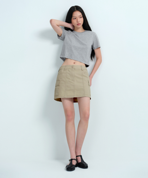 MUSINSA STANDARD WOMAN（ムシンサスタンダードウーマン）の「[クールタンダード] ウィメンズ クルーネック クロップTシャツ [ミディアムグレー]（Tシャツ/カットソー・レディース・その他・SMALL/X-SMALL/X-LARGE/LARGE/MEDIUM）」の3枚目の写真