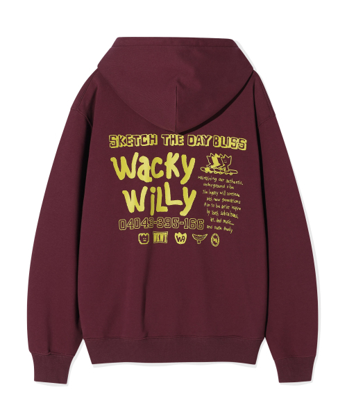Wacky WiLLy（ワッキーウィリー）の「スケッチグラフィックフードスウェットバーガンディ（パーカー・レディース・その他・SMALL/MEDIUM/LARGE/X-LARGE）」の3枚目の写真