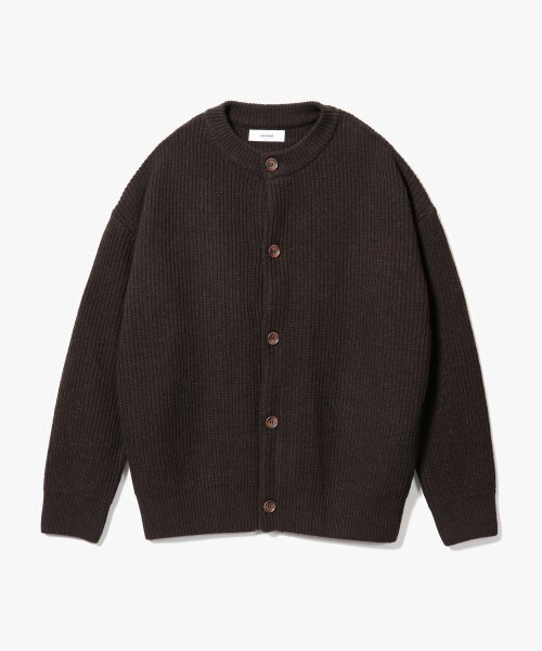 Concise Round Neck Cardigan [Brown] — лаконичный кардиган с круглым вырезом [коричневый]