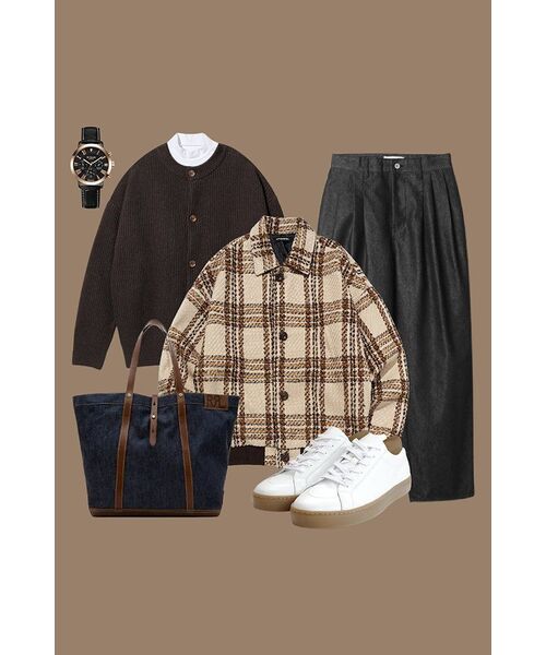 XERO（ゼロ）の「Concise Round Neck Cardigan [Brown]（カーディガン/ボレロ・レディース・その他・MEDIUM/X-LARGE/LARGE）」の7枚目の写真