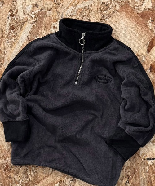 セール】フリース ハーフ ジップ オーバーサイズ トレーナー