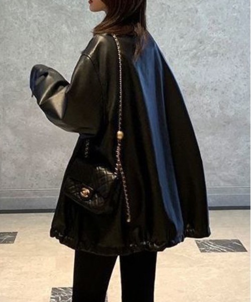 &soiree(アンドソワレ)の「アーバンルーズレザージャケット(ライダースジャケット・レディース・ブラック・MEDIUM/LARGE/X-LARGE)」の4枚目の写真