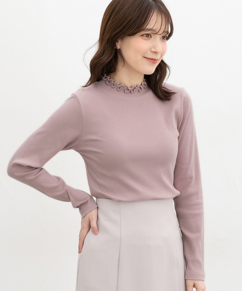 Honeys(ハニーズ)の「フリルハイネックTシャツ(Tシャツ/カットソー・レディース・ピンク/スミクロ/ライトベージュ/ブラック/サックスブルー/オフホワイト・M/LL/S/L)」の22枚目の写真