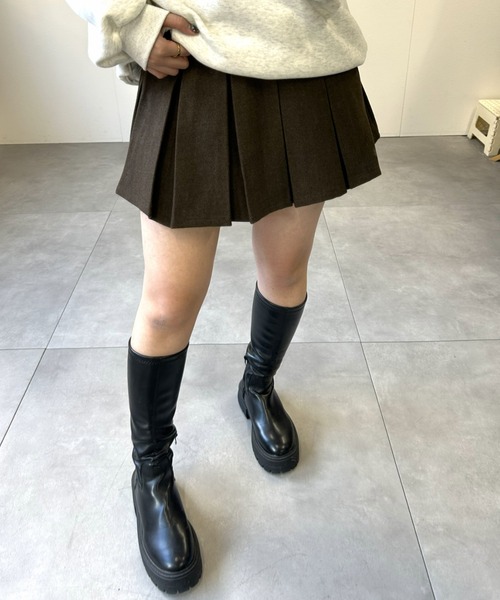 LAC-VERT(ラック・ヴェール)の「ショートジャケット+プリーツスカートセットアップ(セットアップ・レディース・チャコールグレー/ブラウン・FREE)」の10枚目の写真