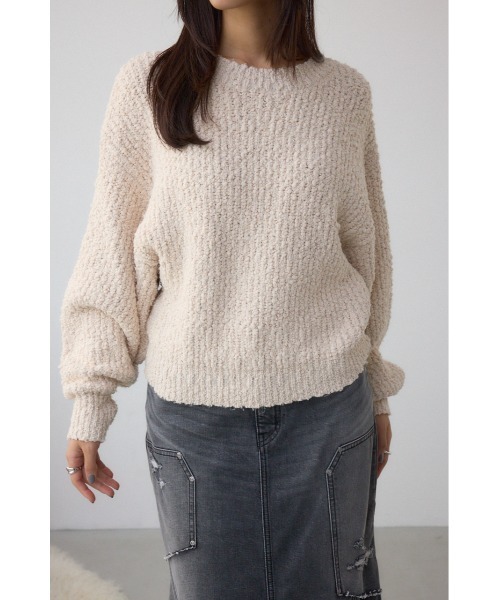 AZUL by moussy(アズールバイマウジー)の「ブークレードルマンニットトップス(ニット/セーター・レディース・ブラウン/レッド/アイボリー/ライトイエロー・FREE)」の5枚目の写真