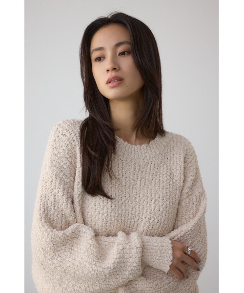 AZUL by moussy(アズールバイマウジー)の「ブークレードルマンニットトップス(ニット/セーター・レディース・ブラウン/レッド/アイボリー/ライトイエロー・FREE)」の6枚目の写真