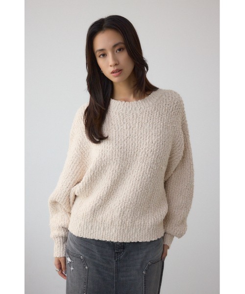 AZUL by moussy(アズールバイマウジー)の「ブークレードルマンニットトップス(ニット/セーター・レディース・ブラウン/レッド/アイボリー/ライトイエロー・FREE)」の7枚目の写真