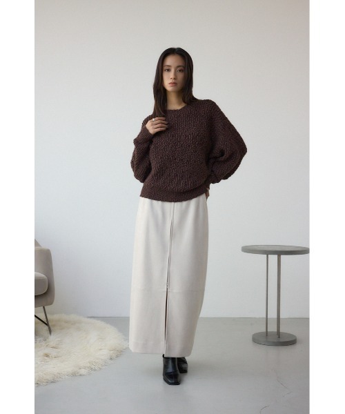 AZUL by moussy(アズールバイマウジー)の「ブークレードルマンニットトップス(ニット/セーター・レディース・ブラウン/レッド/アイボリー/ライトイエロー・FREE)」の19枚目の写真