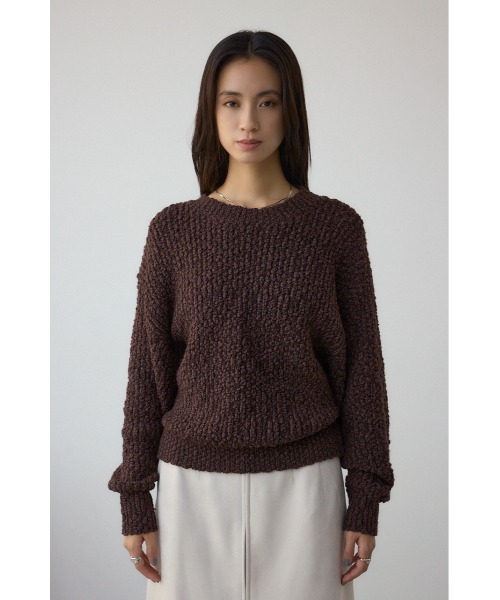AZUL by moussy(アズールバイマウジー)の「ブークレードルマンニットトップス(ニット/セーター・レディース・ブラウン/レッド/アイボリー/ライトイエロー・FREE)」の20枚目の写真