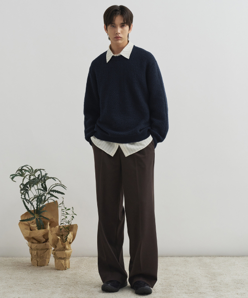 DRAW FIT（ドローフィット）の「ワッフルテクスチャーラウンドプルオーバーニット[NAVY]（ニット/セーター・メンズ・その他・LARGE/X-LARGE/MEDIUM）」の2枚目の写真