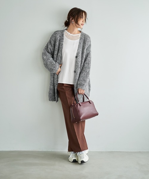 STYLE DELI(スタイルデリ)の「モヘア風ミックスニットゆったりカーディガン(カーディガン/ボレロ・レディース・ブラウン/グレー・FREE)」の13枚目の写真