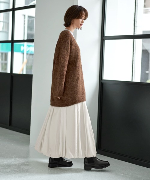 STYLE DELI(スタイルデリ)の「モヘア風ミックスニットゆったりカーディガン(カーディガン/ボレロ・レディース・ブラウン/グレー・FREE)」の15枚目の写真