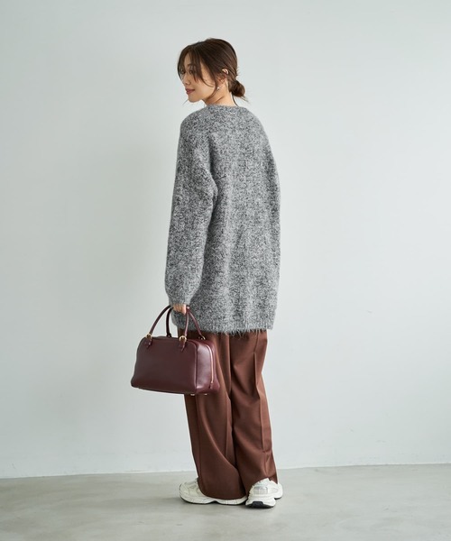 STYLE DELI(スタイルデリ)の「モヘア風ミックスニットゆったりカーディガン(カーディガン/ボレロ・レディース・ブラウン/グレー・FREE)」の7枚目の写真