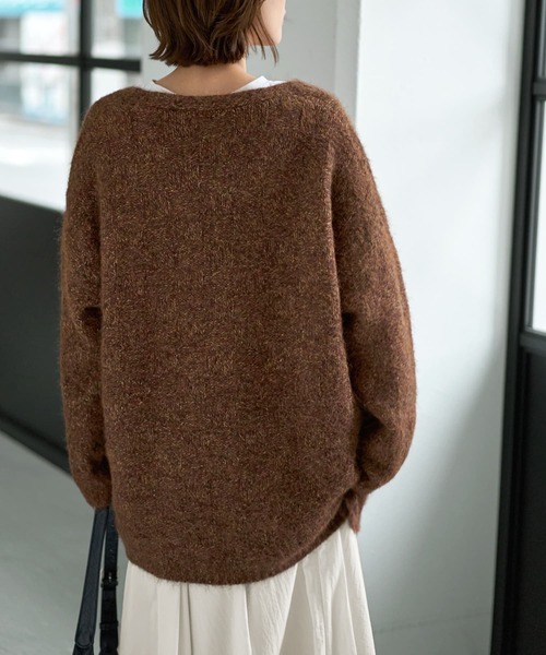 STYLE DELI(スタイルデリ)の「モヘア風ミックスニットゆったりカーディガン(カーディガン/ボレロ・レディース・ブラウン/グレー・FREE)」の16枚目の写真