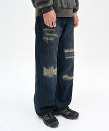 DECET（デケト）の「Patched Damage Wide Jeans DCPT047DBlueB（デニムパンツ）」