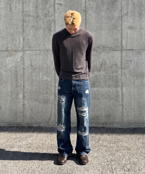 DECET(デケト)の「Patched Damage Wide Jeans DCPT047DBlueB(デニムパンツ・レディース・その他・26/28/30/32/34)」の5枚目の写真