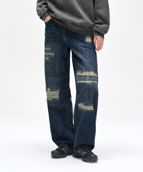 DECET(デケト)の「Patched Damage Wide Jeans DCPT047DBlueB(デニムパンツ・レディース・その他・26/28/30/32/34)」の6枚目の写真