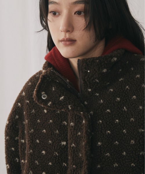 MERLOT（メルロー）の「ハートドット柄ボアジップブルゾン（ブルゾン・レディース・ブラウン/チャコールグレー・FREE）」の11枚目の写真