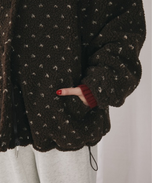 MERLOT（メルロー）の「ハートドット柄ボアジップブルゾン（ブルゾン・レディース・ブラウン/チャコールグレー・FREE）」の9枚目の写真