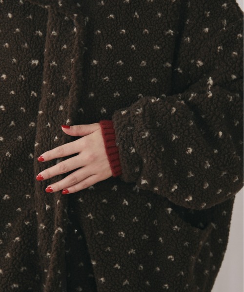 MERLOT（メルロー）の「ハートドット柄ボアジップブルゾン（ブルゾン・レディース・ブラウン/チャコールグレー・FREE）」の8枚目の写真